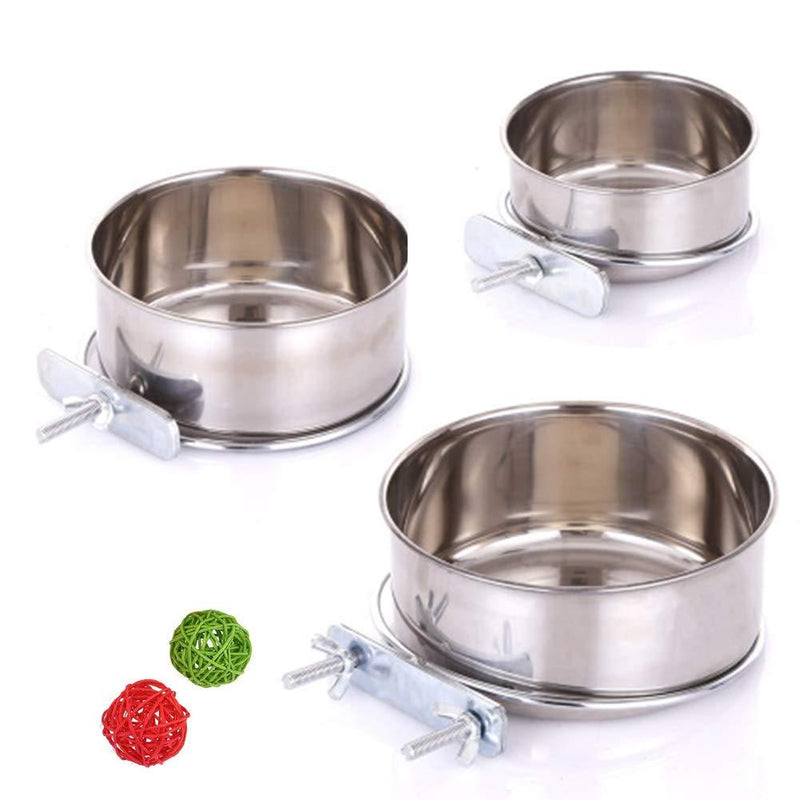 3 Pieces Bird Feeding Dish Cups Stainless Steel Parrot Feeding Cups Animal Cage Water Food Bowl Bird Cage Cups Holder with Clamp Holder for Bird Parrot Small Animal - PawsPlanet Australia
