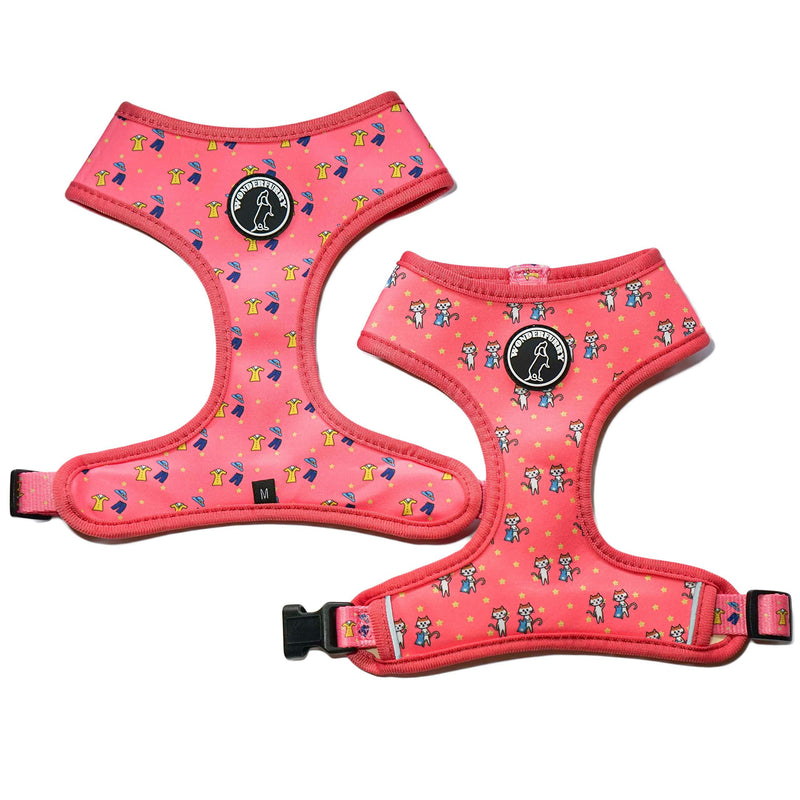 Wonderfurry Reversible Harness for small, medium, large dogs or cats, Red Pink Pretty Kitty (XS) XS - PawsPlanet Australia