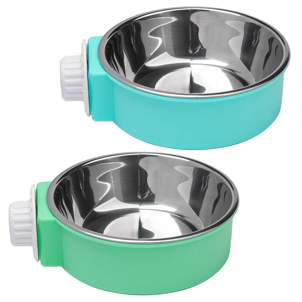 nuoshen 2 Pcs Pet Crate Bowls, 2-in-1 Dog Hanging Bowl Removable Cage Water Bowls for Small Animals - PawsPlanet Australia