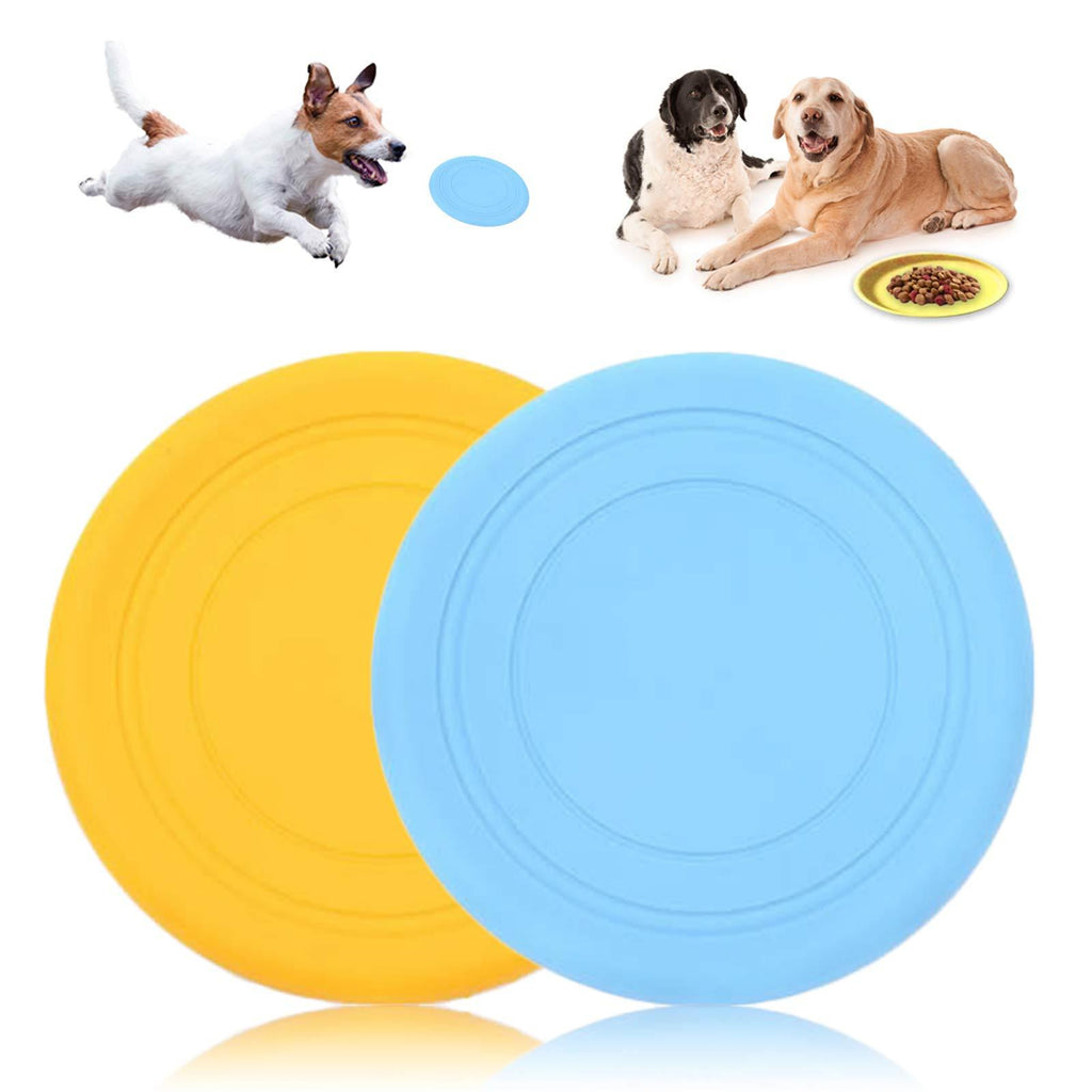 N/F Mokinga Rubber Frisbee, 2PCS Silicone Intellectual Training Toys for Small and Medium-sized Dogs, Pet Bite-resistant Frisbee for Land and Water (Diameter: 18cm) - PawsPlanet Australia