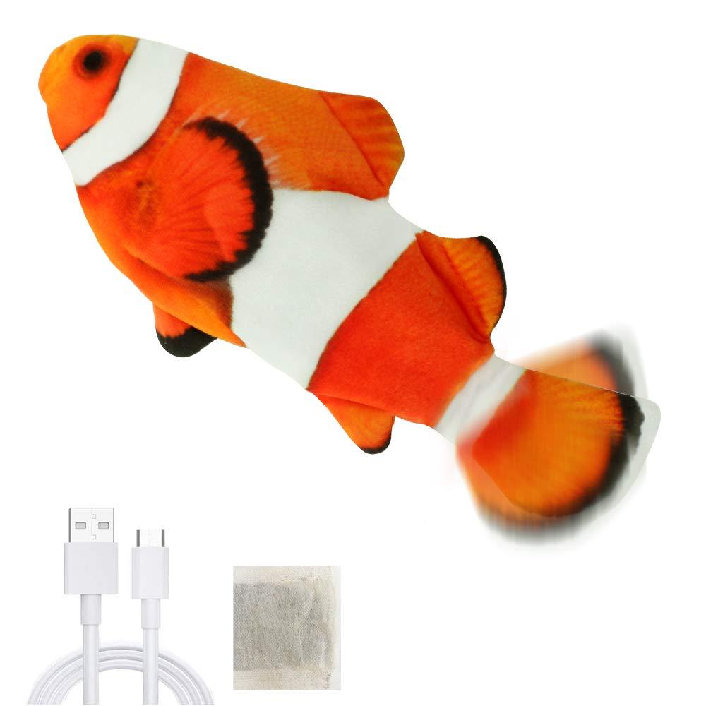 Yideng Moving Fish Catnip Toy for Cats, Electric Wagging Fish Cat Toy with USB Rechargeable Realistic Plush Flopping Fish Cat Toy Funny Interactive Cat Chew Toy for Teeth Cleaning - PawsPlanet Australia