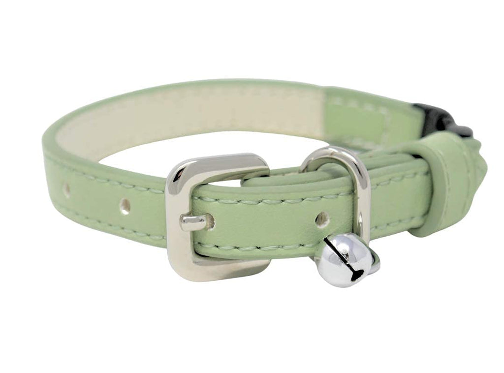 Animal Outfitters UK Purrfect Pastel Collection Faux Leather | Breakaway | Adjustable | Cat Collar | Kitten Collar (Mint Silver Bell) Cat collar with bell | Quick Release | Green Mint - PawsPlanet Australia