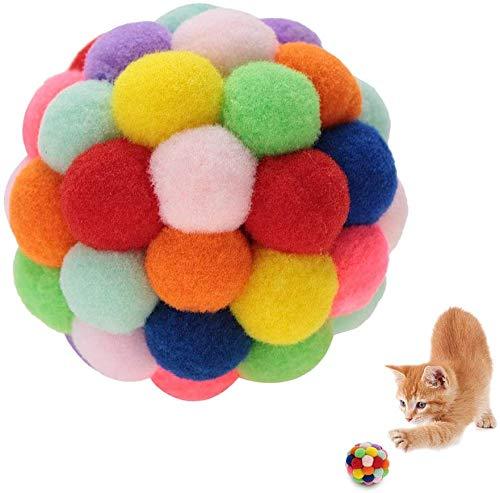 Colorful Cat Balls, Yinuoday Plush Cat Pompoms Ball Pet Colorful Scratch Toy Playing Ball Dog Puppy Cat Exercise Interactive Training Tool for Cat Kitten Puppy - PawsPlanet Australia