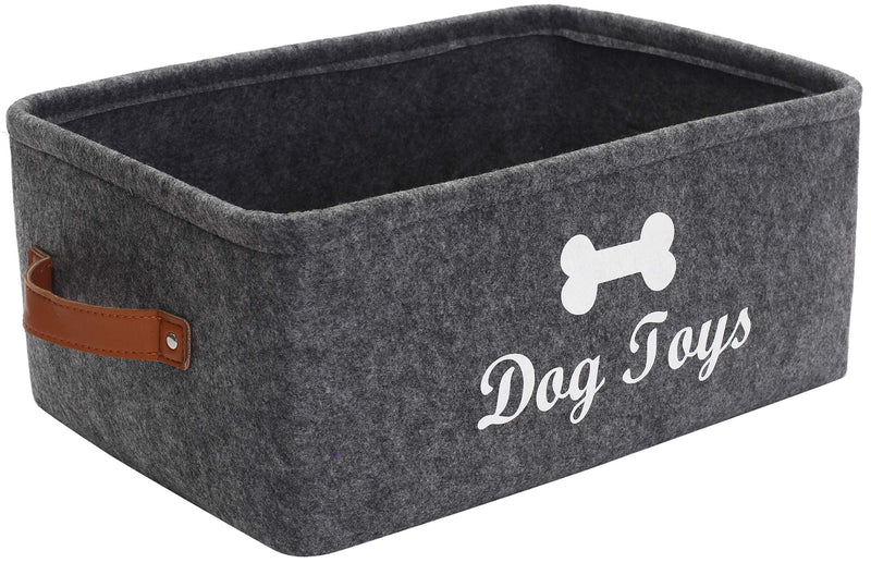 Brabtod Felt Dog Toys Storage Bins with Leather Handle, Dog Cat Toys Clothes Blankets Pet Toys leashes and Food-gray Gray - PawsPlanet Australia