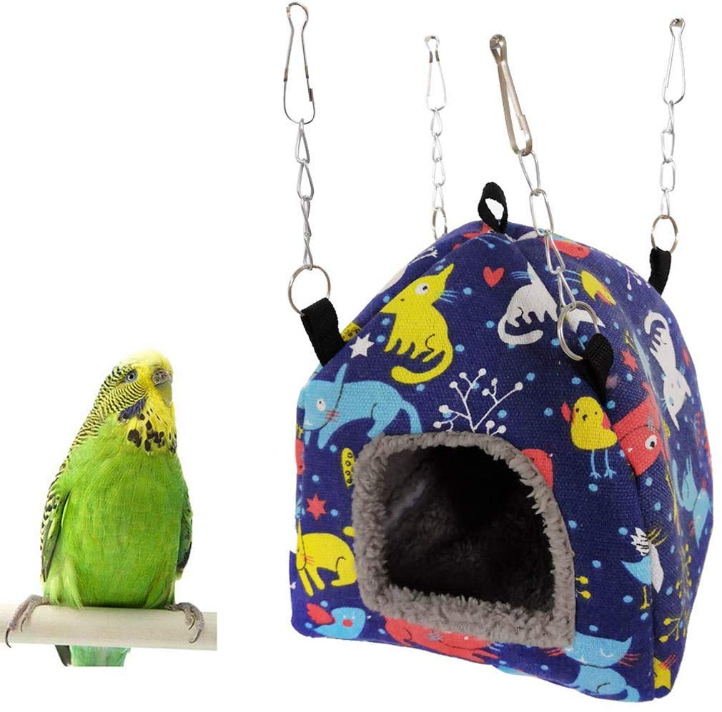 Wonninek Bird Plush Hammock Parrot Hanging Cave Hut Tent for Parakeet Cockatiel Conure Lovebird Budgie Hamster Gerbil Rat Chinchilla Squirrel Cage (M) - PawsPlanet Australia