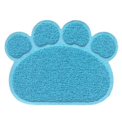 Cat Litter Mat Non-slip Pet Paw Shape Mat Pet Dog Cat Puppy Kitten Dish Bowl Food Water Placemat Mat 30 * 40cm (Blue) Blue - PawsPlanet Australia