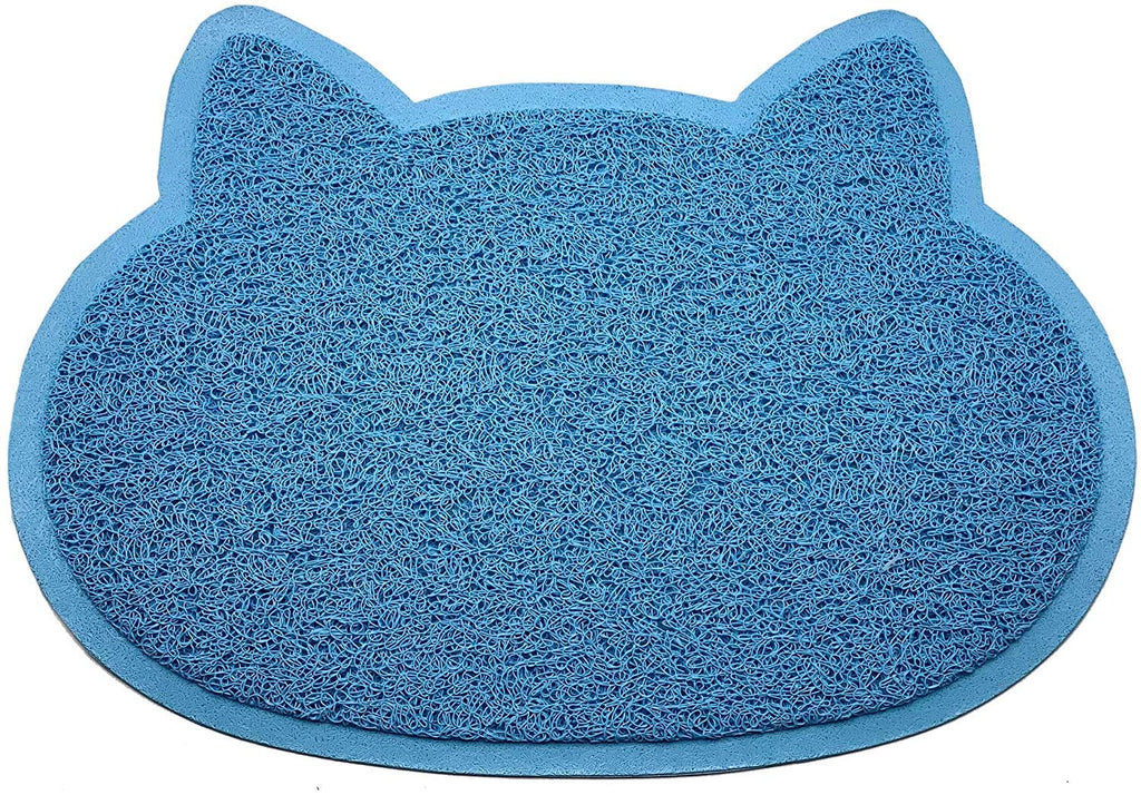 Cat Face Shaped PVC Non Slip Bowl Feeding Mat Placemat for Pet Dogs and Cats (Blue) Blue - PawsPlanet Australia