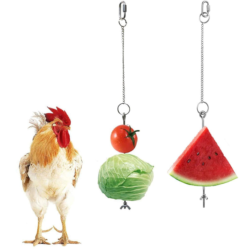 IOUH 2 PCS Chicken Parrot bird Hanging feeder - Chicken Veggies Skewer Fruit Holder Hens Stainless Steel Feeder toy Foraging Coop Toys Bird Treat Skewer - PawsPlanet Australia