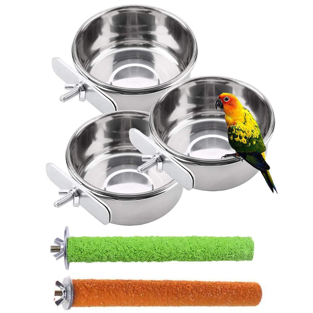 PINVNBY Parrot Food Water Bowls Bird Feeding Dish Cups Budgie Feeder with Clamp Stainless Steel Canaries Perches for Macaw Conure Lovebird Finch Small Animal 5 Pack - PawsPlanet Australia