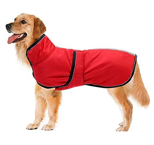 Ctomche Reversible Dog Coat,Dog Jacket for Winter Windproof Waterproof Dog Coat for Cold Weather,Dog Jacket with Harness and Reflective Strips for Small Medium & Large Dogs Red-M Medium (Length:38CM-40CM) - PawsPlanet Australia