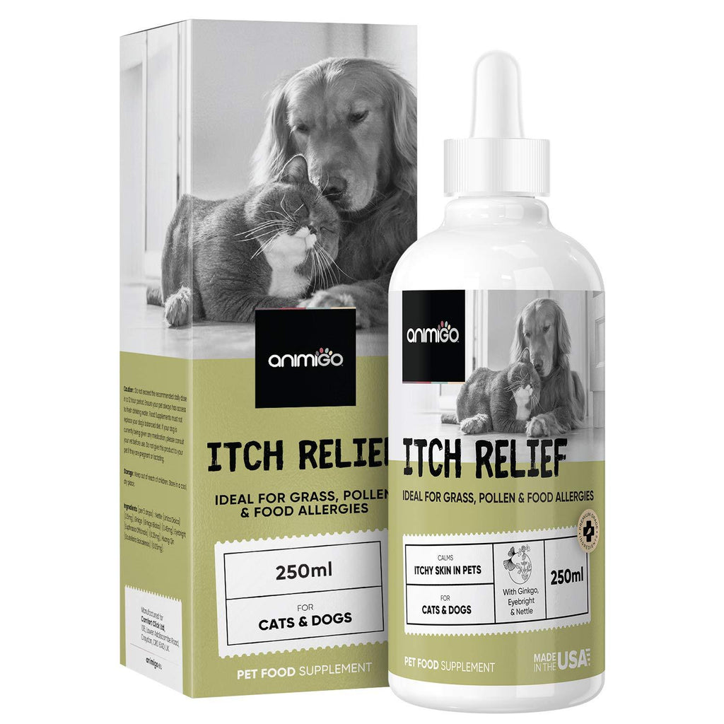 Animigo Itch Relief Care Liquid For Dogs And Cats - 250ml - Itchy Skin Care & Hot Spot Treatment For Dogs & Cats - Natural Calm Pet Itch Relief Supplement - Suitable For All Sizes & Breeds - PawsPlanet Australia