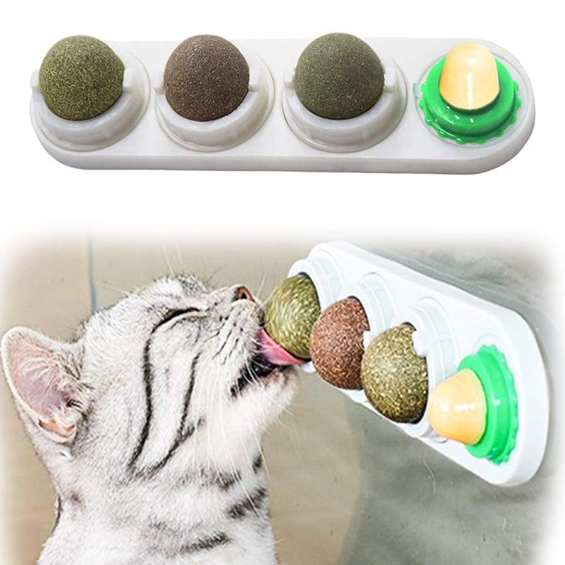 RBNANA Catnip Balls Toy for Cats, Catnip Edible Balls Natural Rotatable Licking Treats Toys for Cats Kitten Kitty WHITE - PawsPlanet Australia