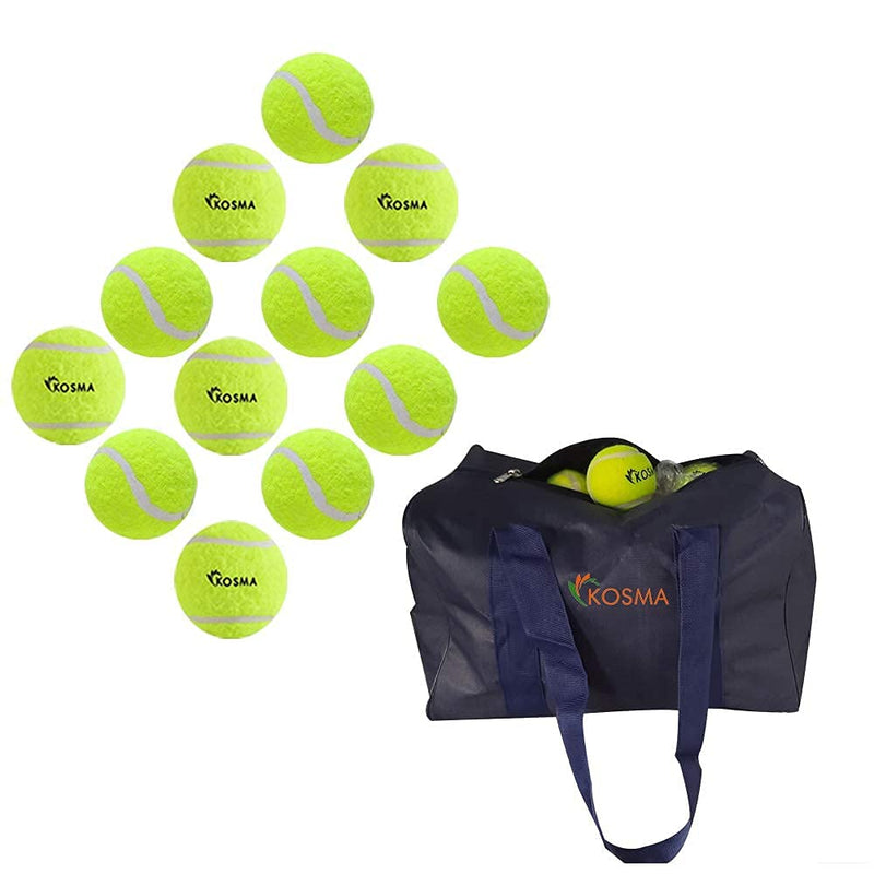 Kosma Set of 96Pc Tennis Dog Balls | Dog Toy Ball | Soft Rubber Tennis Balls for Beginners | Sturdy & Durable | Great for Lessons, Practice (With carrying bag) - Fluorescent Yellow - PawsPlanet Australia