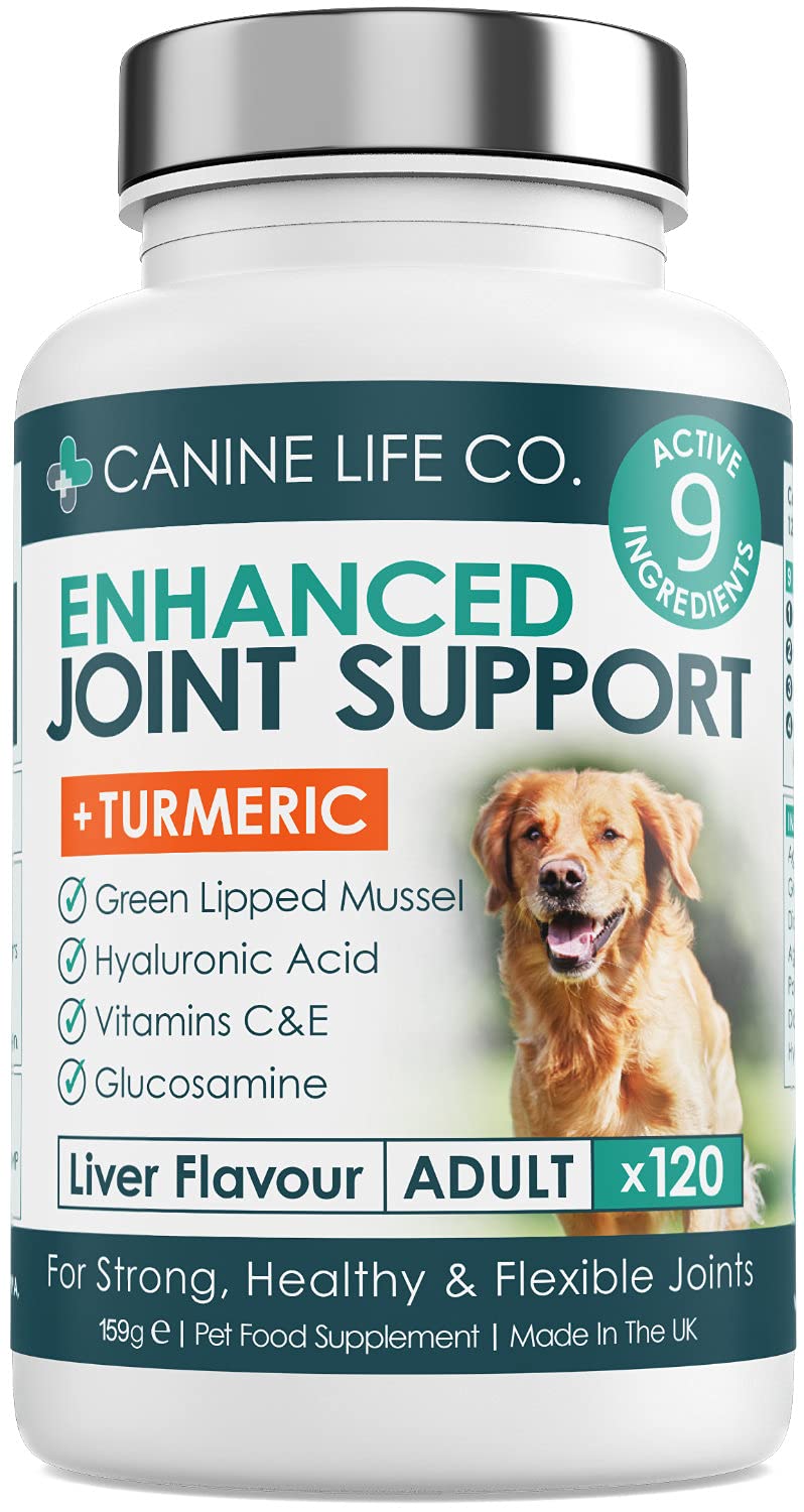 Enhanced Adult Dog Joint Supplements | Dog Anti Inflammatory | Joint Aid For Dogs | 120 Chewable Tablets | With Turmeric For Dogs, Glucosamine For Dogs & Green Lipped Mussel | Made In The UK - PawsPlanet Australia