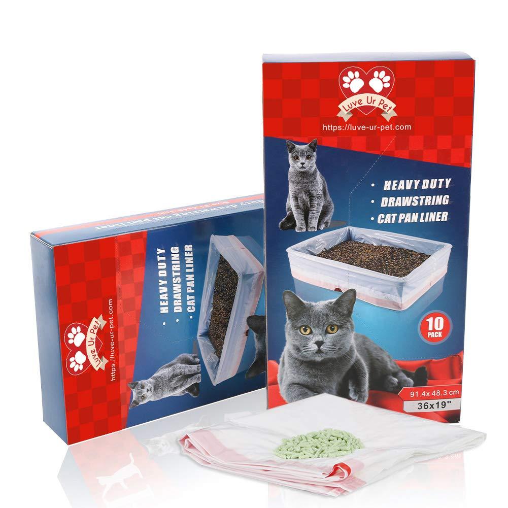 Luve ur Pet Cat Litter Tray Liners Large, Litter Bags with Drawstrings, Extra Strong, Scratch Resistant, Leak Proof, Odourless, 10 Pieces - PawsPlanet Australia