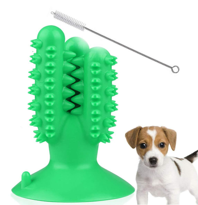 Dog Chew Toys Teeth Cleaning Toothbrush Toy with Suction Cup, Durable Puppy Teething Chew Toy Tough Pet Dental Oral Care Brushing Sticks Dogs Chewing Toys for Aggressive Chewers Small Medium Breed 13 cm Green - PawsPlanet Australia