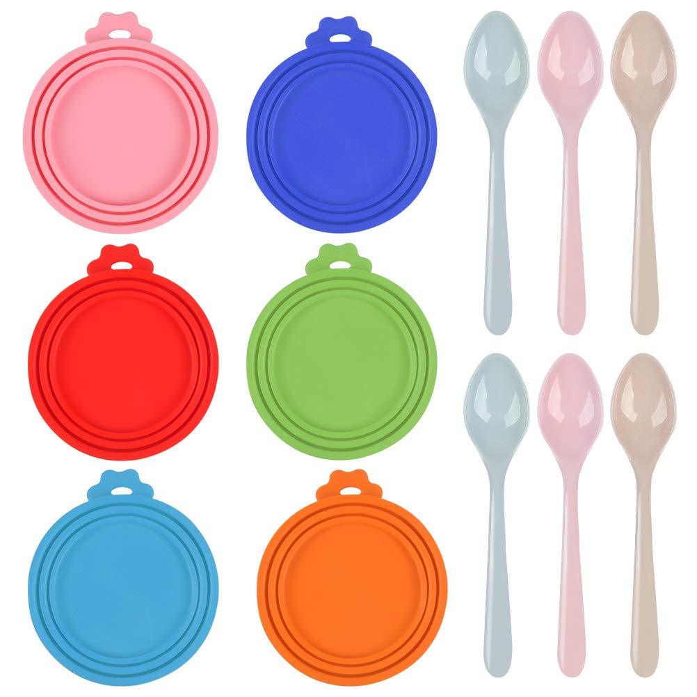 N\A 6Pcs Pet Food Can Lids Silicone Pet Can Covers, Universal Size, Food Grade Materials Dog Cat Can Cover with 6Pcs Pet Spoons for Pet Food Cans - PawsPlanet Australia