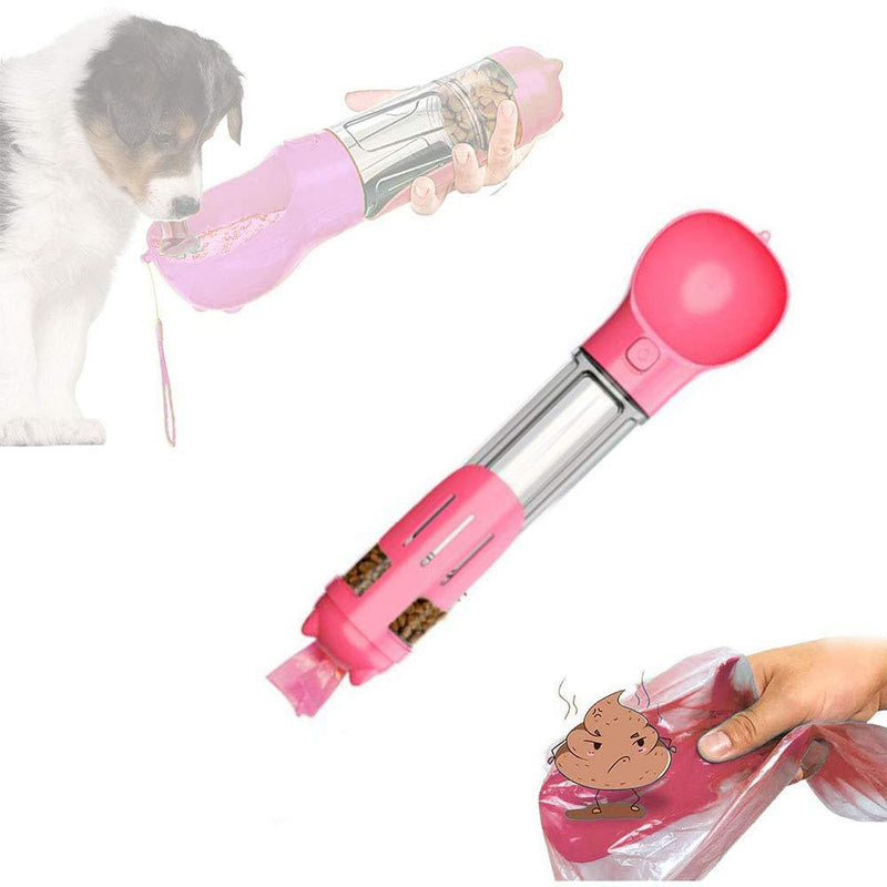 Anyingkai Pets Water Bottle,4 in 1 Dog Water Bottle,Pet Water Dispenser,Dog Water Bottle for Walking Foldable,Portable Dog Water Bottle 500ml,Pets Water Bottle (Pink) Pink - PawsPlanet Australia