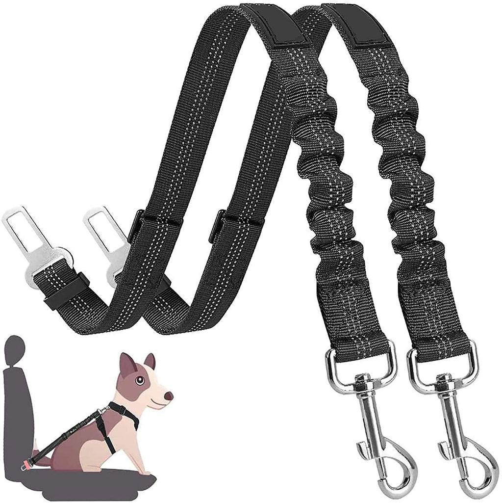 elloLife [2 PACKS] Dog Seat Belts for Car, Headrest Restraint Puppy Safety Adjustable Dog Car Seatbelts and Strong Leash Leads Accessories for Dogs Cats Pets, Black - PawsPlanet Australia
