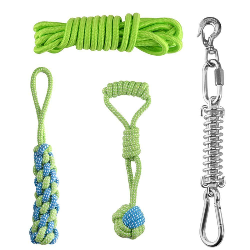 Outdoor Bungee Hanging Toy,Interactive Tether Tug Toy for Pitbull & Small to Large Dogs to Exercise & Solo Play,Durable Tugger for Tug of War,with Chew Rope Toy (green) green - PawsPlanet Australia