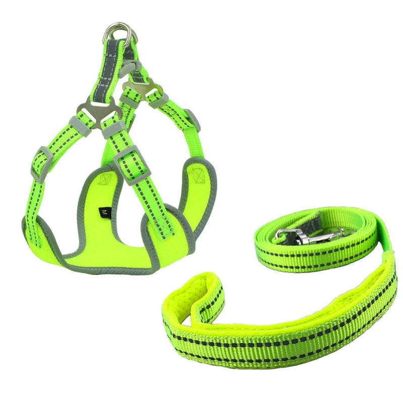 Newtensina Mesh Dog Harness Breathable Puppy Harness with Polyester Reflective Webbing - Green - S - PawsPlanet Australia