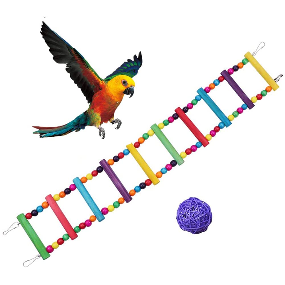 Maotrade Bird Toys Hanging Parrot Toys African Grey Wooden Colored Beads Budgie Toys with a Sepak Takraw for Rat Parakeet Cockatiel Gerbil Guinea Pig and Large Birds - PawsPlanet Australia