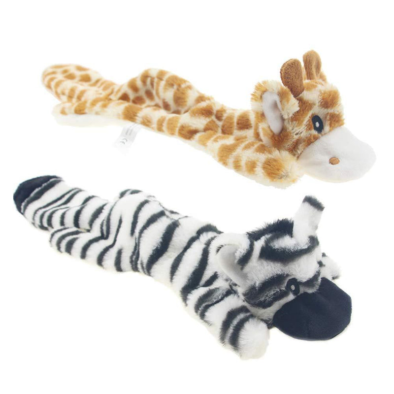 JINYJIA Squeaky Plush Dog Toy Set, No Stuffing Durable Squeaky Dog Toys for Chew and Interactive Play, for Small and Medium Dog - 2 Packs (Deer & Zebra) - PawsPlanet Australia