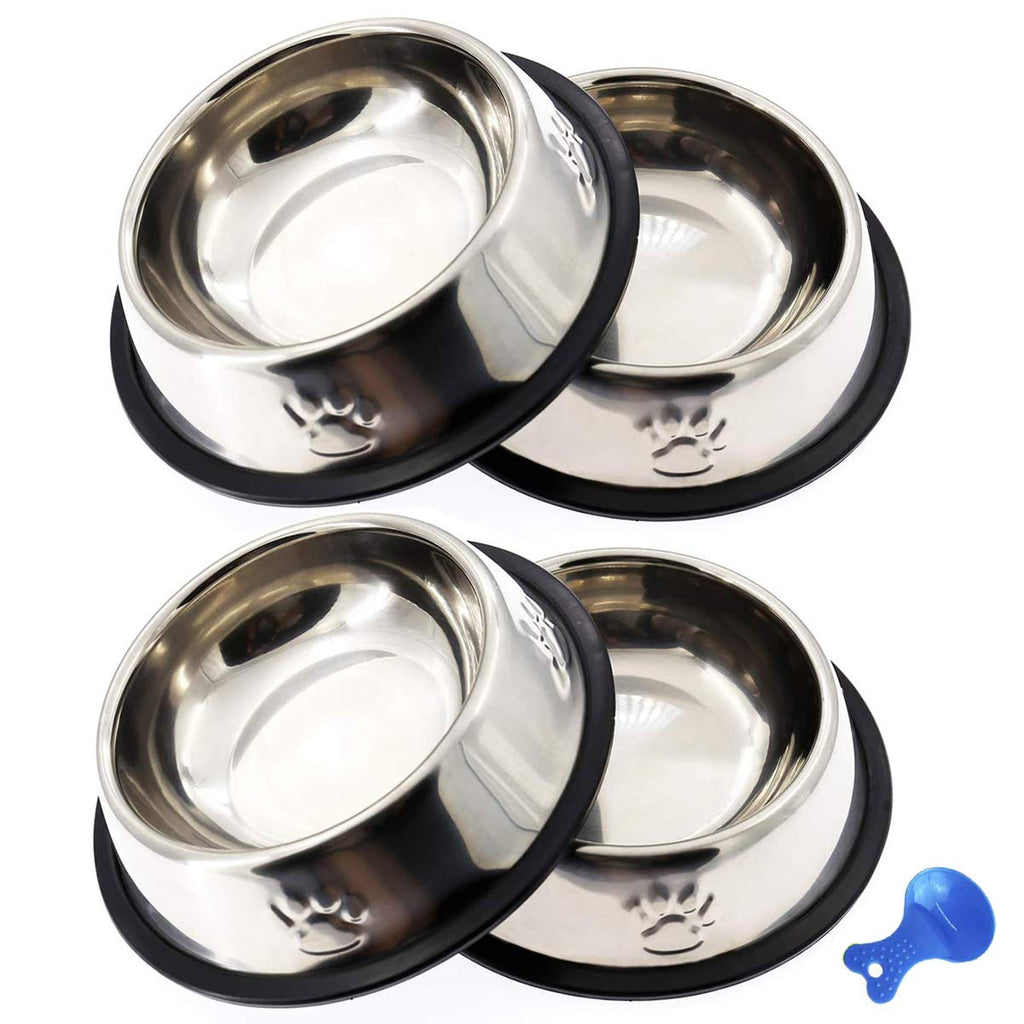 ACEONE Stainless Steel Cat Bowl, 4 Pack Metal Dog Bowls for Food and Water, Non-Slip Pet Feeding Dish Bowl With Rubber Base for indoor Cats Small Dogs - PawsPlanet Australia