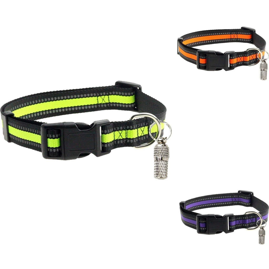 CAM2 Dog Collar with Dog Tags&Tag Reflective Adjustable Nylon Neoprene Durable Breathable Dog Collar for Small Dogs-Green S Green - PawsPlanet Australia