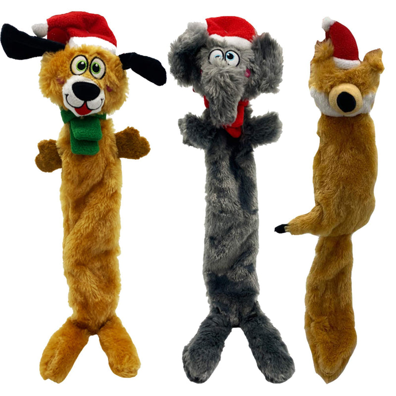 Dog Pack of 3 Non Filling Christmas Pet Plush Chew Toy Squeak Dog Toys Xmas Puppy Gift Toy Pack of 3 (Non Filling Xmas Toys D1) Non Filling Xmas Toys D1 - PawsPlanet Australia