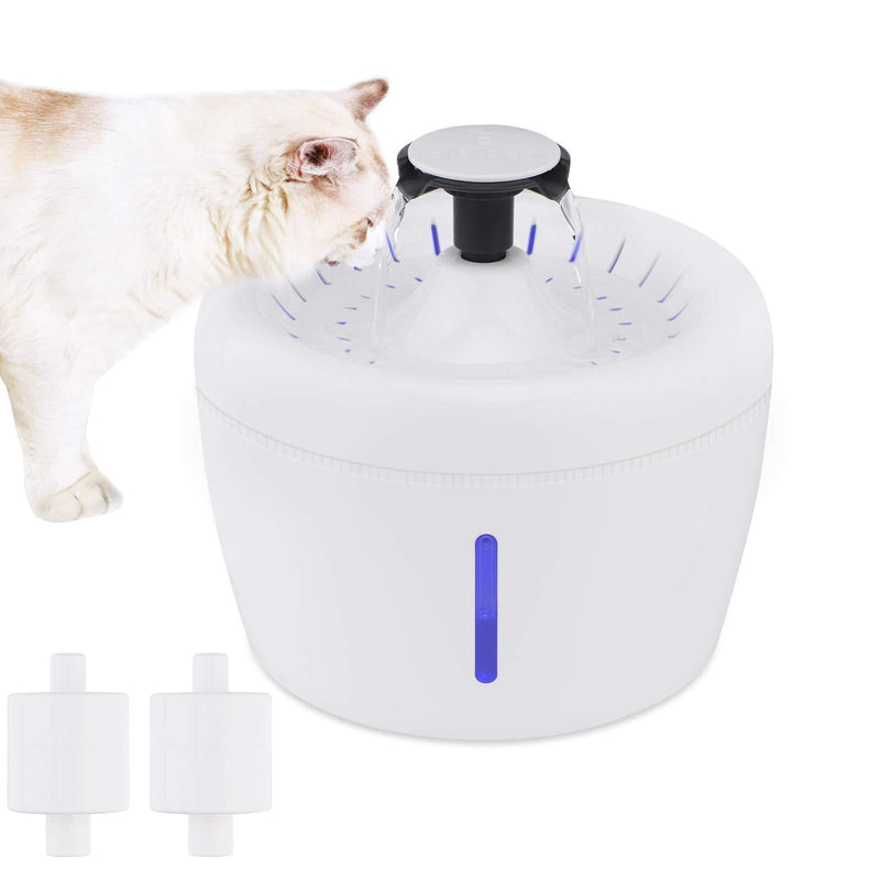 Cat Water Fountain, 2.5L Drinking Fountain for Cats Dogs Pets Automatic Pet Water Dispenser with 2 Extra Replacement Filters Super Quiet Cat fountains with Water Level Window and Led Lights - PawsPlanet Australia