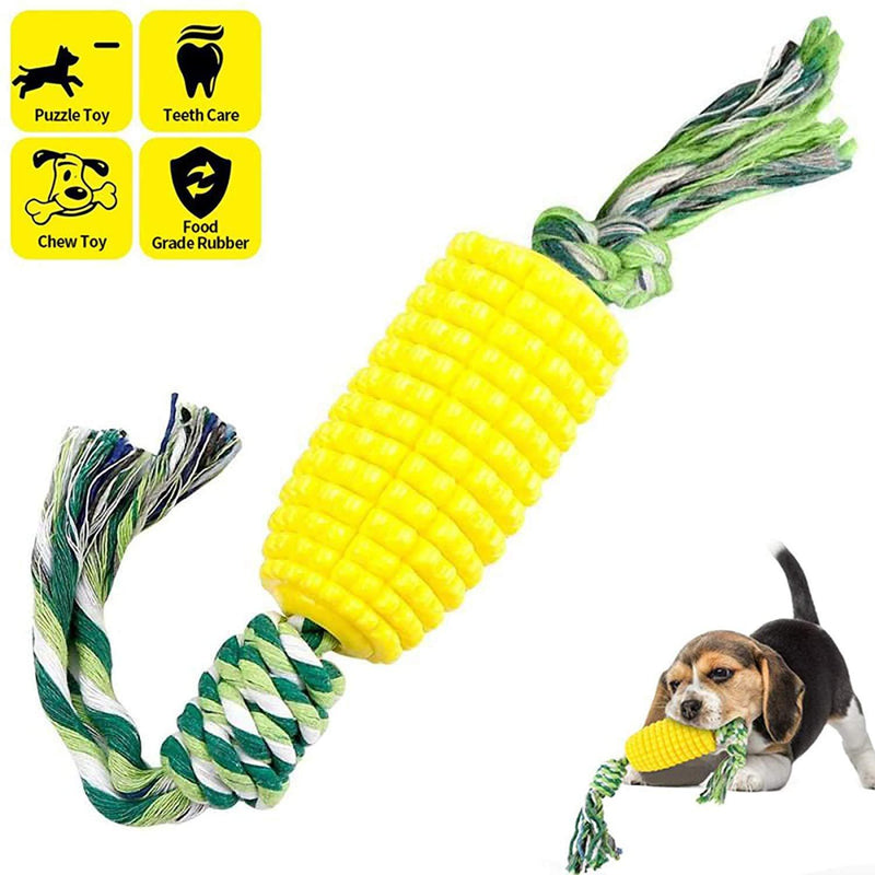 Namvo Dog Toothbrush Chew Toys Pet Teeth Stick Corn Molar Stick Bite-Resistant Cleaning Puppy Dental Care Brushing Stick with Rope - PawsPlanet Australia
