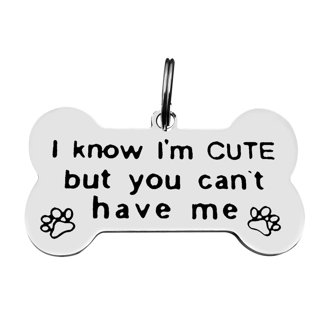 Funny Pet ID Tags for Dog Cat Dog Collar Tag Pet Owner Gift I Know I'm Cute But You Can't Have Me Bone Shaped ID Pet Tags for Dog Cat Puppy Kitten - PawsPlanet Australia