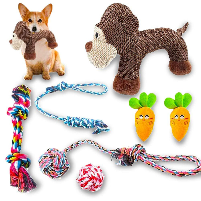 GZGZADMC 7 Pack Puppy Toys Dog Chew Toys Rope Toy Set, Puppy Teething Gel Chewing Toys Aggressive Chewers Interactive Puppy Toys for Small to Medium Dog - PawsPlanet Australia