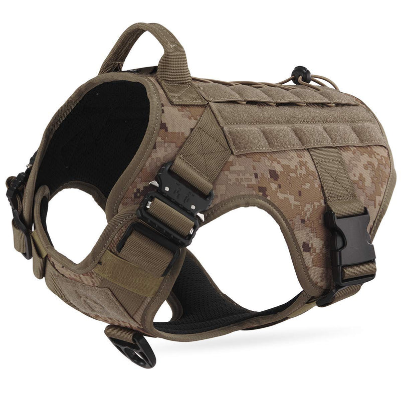 Military Tactical Dog Harness No-Pull Molle Vest Harness Patrol Working Dog With Handle and Front Clip Escape-Proof Adjustable Service Dog Harness for Hiking Training Desert Camo M - PawsPlanet Australia