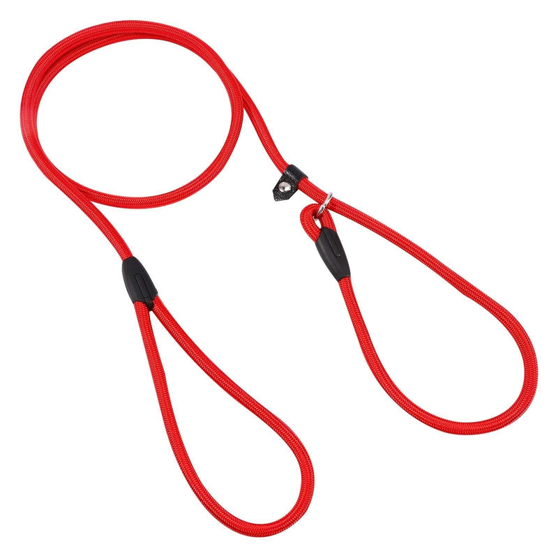 Winkwinky 4.4 FT Nylon Dog Slip Lead, Adjustable Dog Rope Leash, Durable Dog Training Leash, Soft Climbing Dog Leash for Small and Medium Dog, Red(135 cm) - PawsPlanet Australia