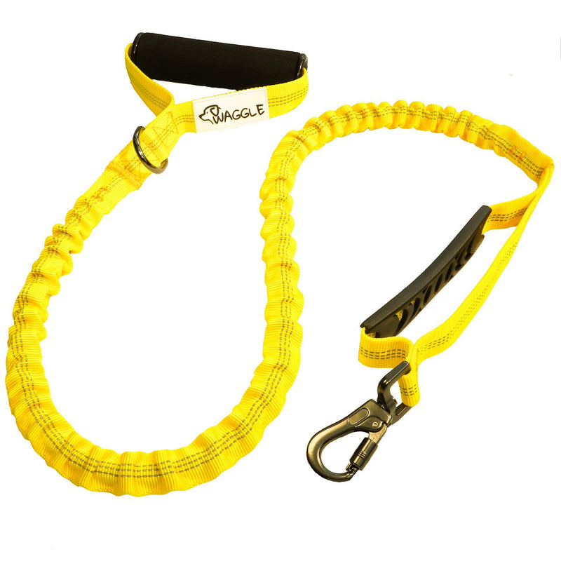 Strong Shock Absorbing Premium Bungee Dog Lead | Improved Grip & Easy Use Carabiner Clip | Large Medium Small Dogs Leash (Yellow) yellow - PawsPlanet Australia