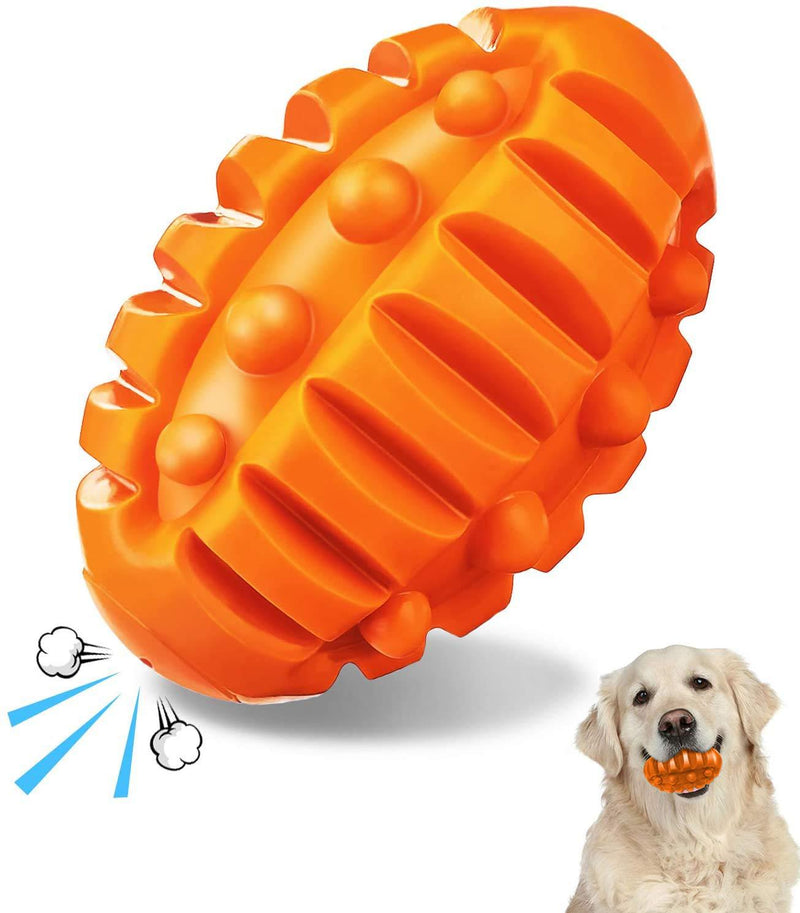 Homkeen Dog Chew Toy Ball, Durable Tear-Proof Dog Chew Training Ball, Squeak Dog Chase Trainer, Hardly Damaged Toy Ball For Medium And Large Dogs Orange - PawsPlanet Australia