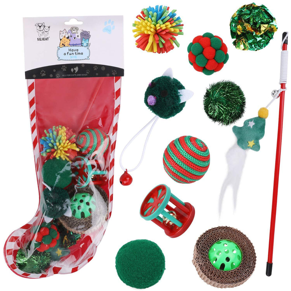 QKURT Christmas Pet Stocking, Xmas Interactive Chew Toy for Puppy Kitten - 10 Packs - PawsPlanet Australia