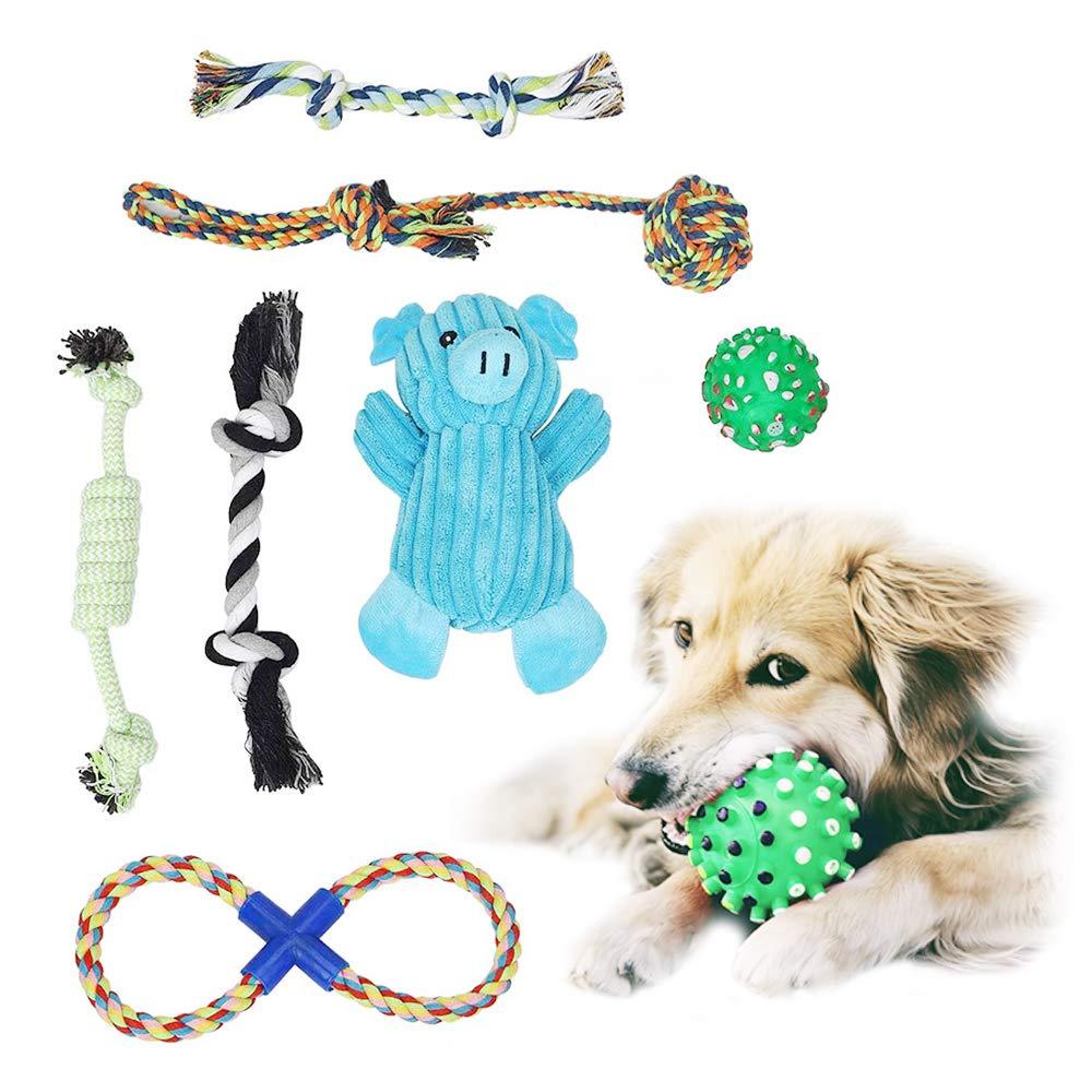 7 Pcs Dog Chew Toys Dog Rope Toys- Puppy Toys from 8 Weeks - Dog Toys for Boredom Dog Squeaky Toys- Puppy Teething Toys Dog Gift Set - PawsPlanet Australia