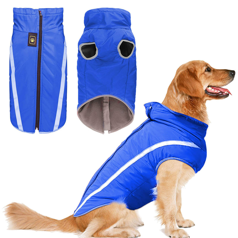 KINGLEAD Dog Coat Jacket For Warmth Chest Protector Puffer Pet Dog Puppy Clothes Vest For Autumn Winter XXL blue - PawsPlanet Australia