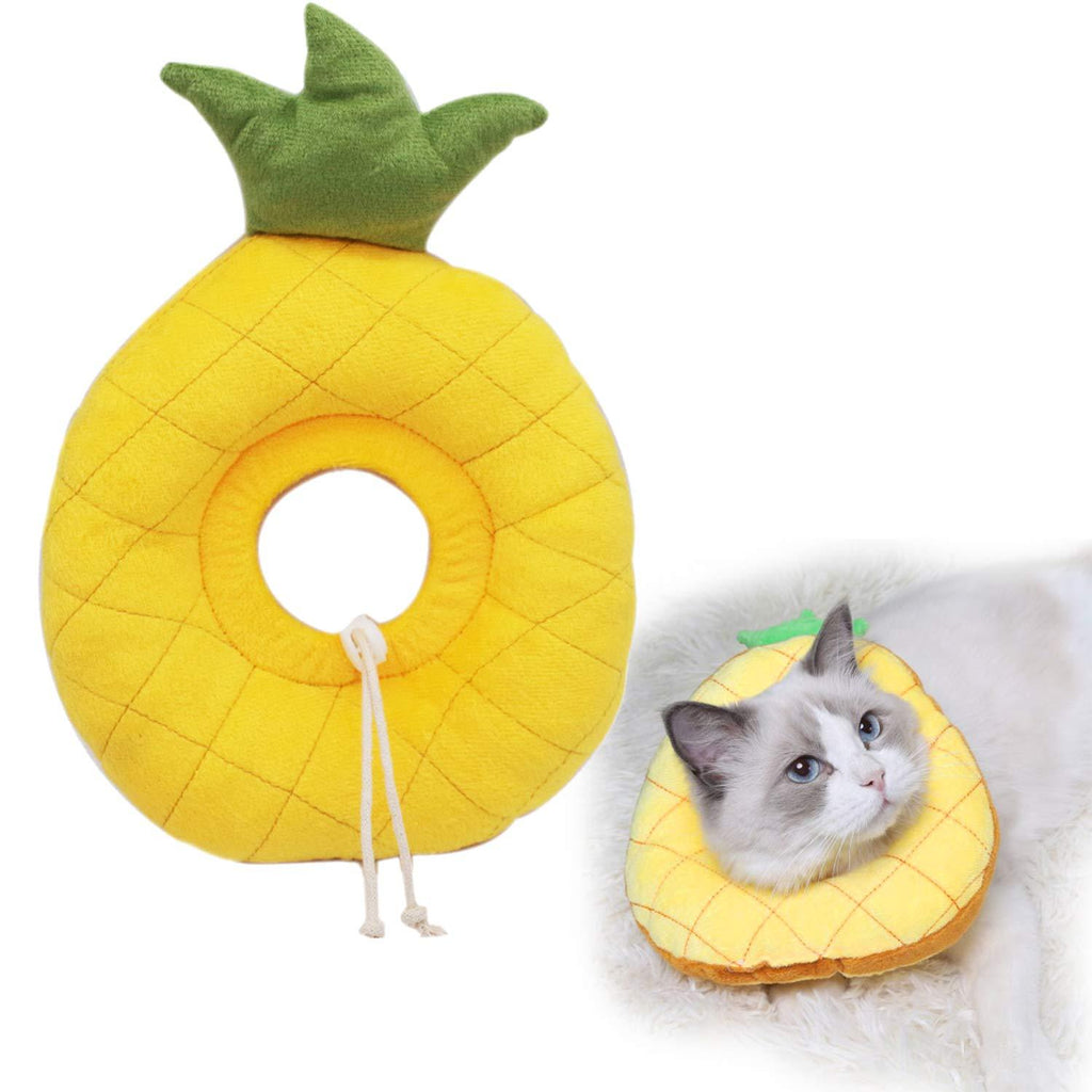 N&A Pet Recovery Collar,Pet Protective Cone After Surgery,Soft Pet Cone Collar Protective Cat Adjustable Fasteners Collar for Cat and Puppy, Elizabethan Collars Wound Healing Recovery (pineapple) Yellow - PawsPlanet Australia