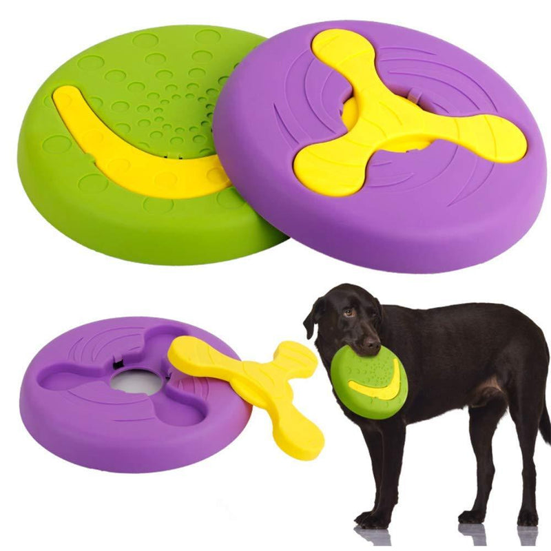 Milly 2 in 1 Multifunctional Durable Dog Pet Flying Disc Toy Flying Frisbee Flying Saucer Training Toys Dog Bowl for Outdoor Interactive Fun (Purple) Purple - PawsPlanet Australia