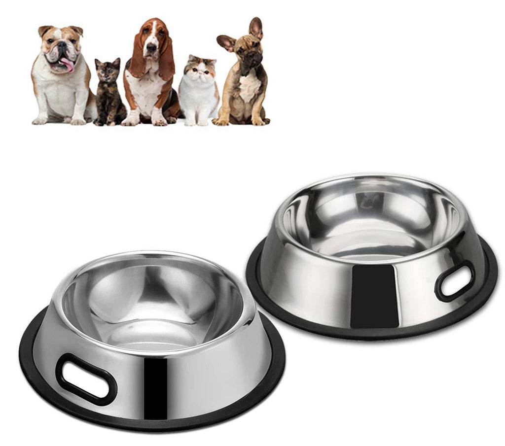 CHICAN stainless steel dog bowl cat bowl with portable hole, 2 stainless steel dog bowl cat bowl, medium and large pet food bowl, pet bowl cat food non-slip dog bowl (M-26cm) M-26cm - PawsPlanet Australia