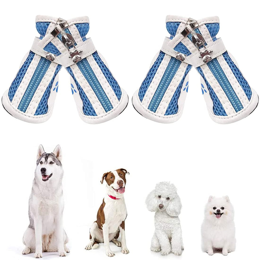 YUESEN Protective Dog Boots Tomicy Mesh Breathable Pet Shoes with Wear-resistant and Rugged Anti-Slip Sole Suitable for small Medium Large Dogs Indoor Wear Outdoor Sports Blue (4pcs) 4.8x6.5cm - PawsPlanet Australia