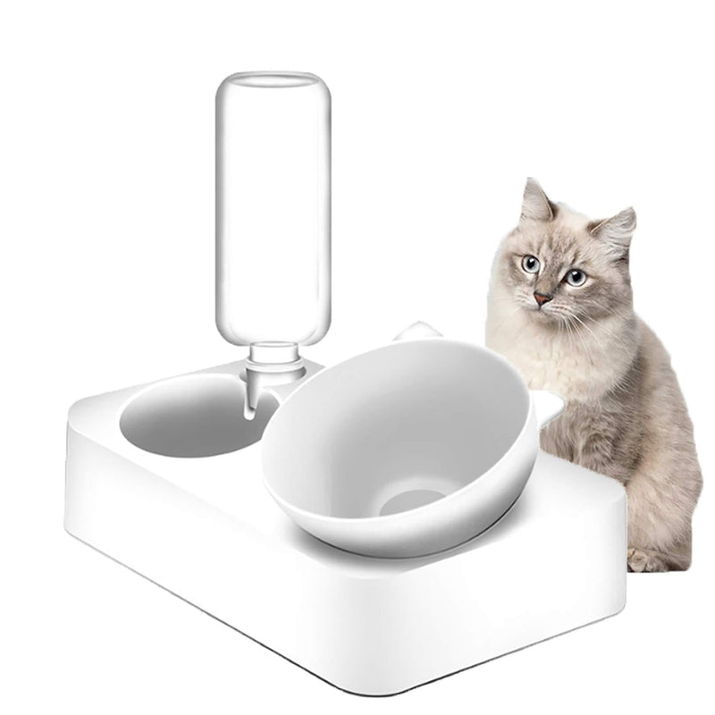 PINVNBY Automatic Cat Water Dispenser Double Pets Food Bowl 2 IN 1 Detachable Dish Raised Stand for Small Medium Size Dogs Cats - PawsPlanet Australia