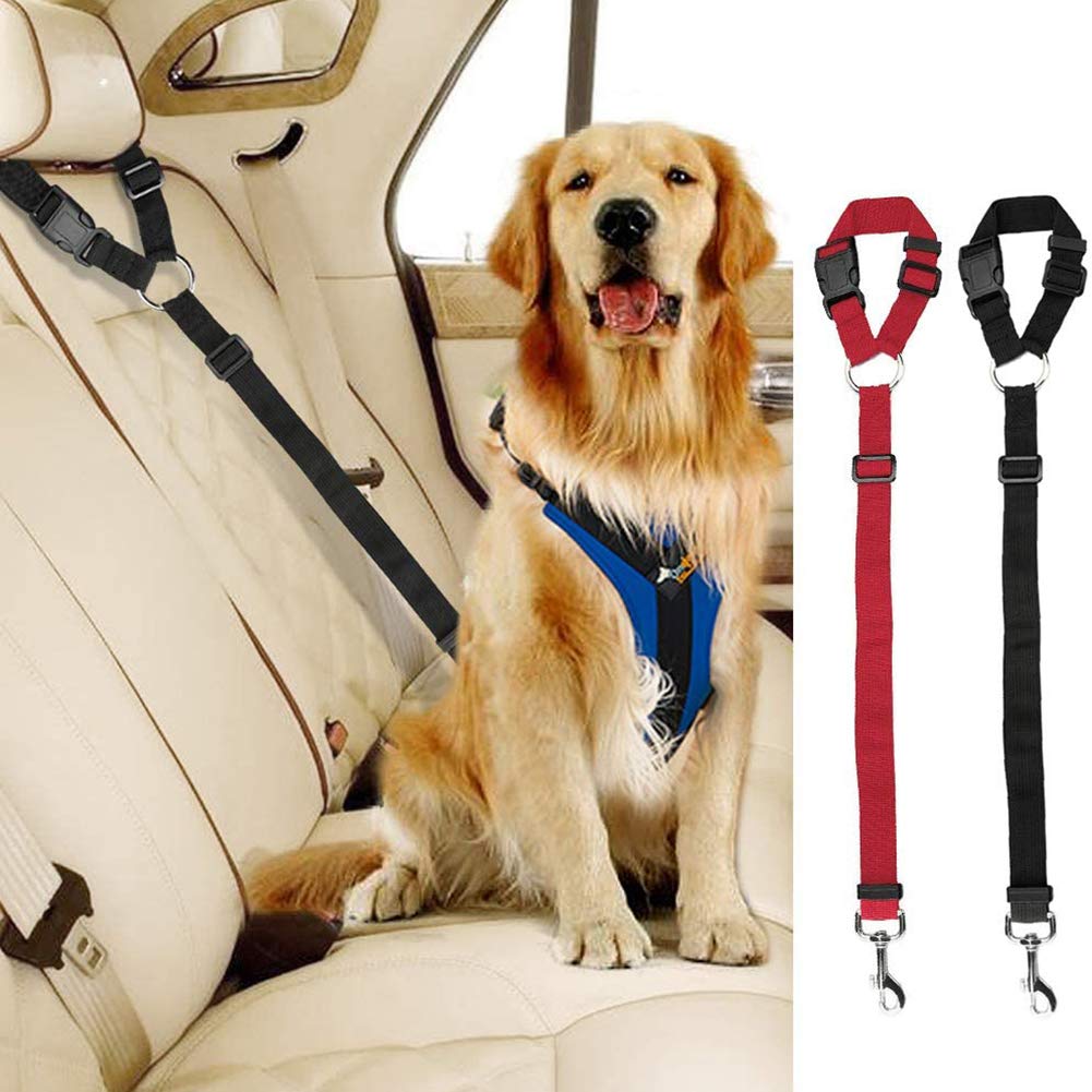 Car Dog Seat Belts, 2 Pack Car Headrest Restraint Adjustable Safety Leads Vehicle Seatbelt Harness for Pets Cats Dogs - PawsPlanet Australia