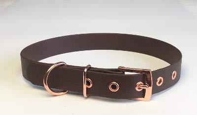 KLASSY K9 BROWN BIOTHANE ROSE GOLD BUCKLE DOG COLLAR 13"-17" 33CM-43CM 19MM WIDE MEDIUM WATERPROOF HYPOALLERGENIC VEGAN DURABLE - PawsPlanet Australia