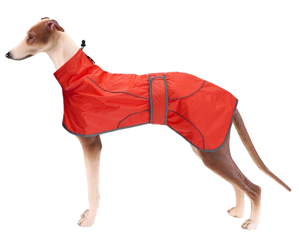 Greyhound Raincoat, Whippet Raincoats with Reflective Bar, Rain/Waterproof, Adjustable Vest - Stylish Dog Coat for Greyhounds, Lurchers and Whippets - Red - XS - PawsPlanet Australia