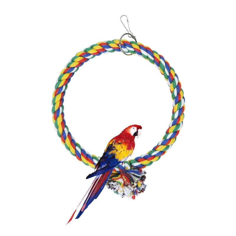 Andiker Bird Swing, Cage Hanging Toys Cotton Rope Swing Bite Resistance Perches Toy Parrot Toy Boredom Breaker for Budgie, Cockatiels, Conures, Finches, Small Parakeets (M 18cm) M 18cm - PawsPlanet Australia